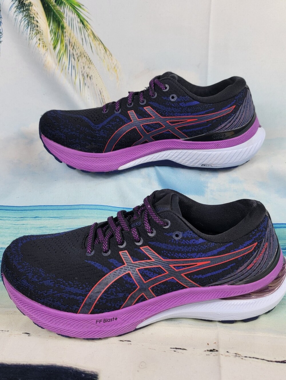 Asics Black Purple Orange Women's Running Sneakers - Picture 5 of 10